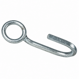 Galvanised steel open cellar hook on a white background