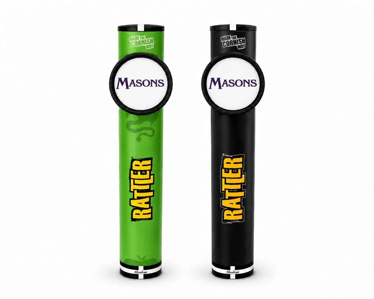Two Harry Mason Alpha single beer fonts with green and black Rattler custom wraps and black badge-holder surrounds