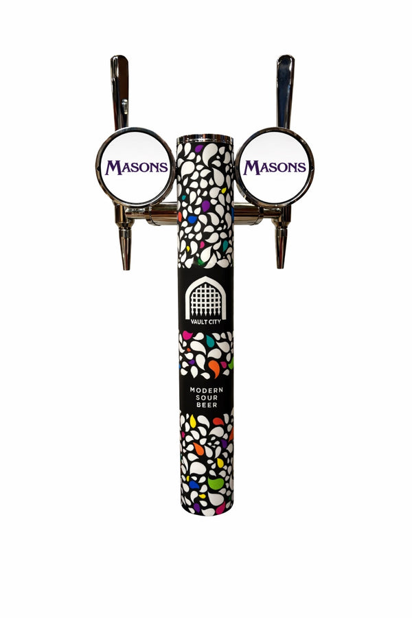 Harry Mason Beta two-way beer font with Vault City custom vinyl wrap and chrome taps
