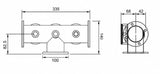 Harry Mason Brewhouse 3-way Lowrider T-bar dimension drawing, through-the-bar mounting