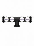 Harry Mason Brewhouse 4-way Lowline beer font in black, through-the-bar mounting, with four Masons badges, shown without taps