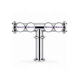 Harry Mason Brewhouse 4-way T-bar beer font in chrome, through-the-bar mounting, with Masons badges, shown without taps