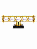 Harry Mason Brewhouse 5-way Lowrider T-bar in brilliant gold, clamp-on mounting with black base, Masons badge logos