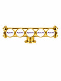 Harry Mason Brewhouse 5-way Lowrider T-bar in brilliant gold, through-the-bar mounting, Masons badge logos