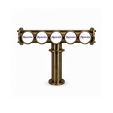 Harry Mason Brewhouse 5-way T-bar beer font in antique brass, through-the-bar mounting, with Masons badges, shown without taps