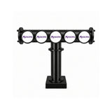 Harry Mason Brewhouse 5-way T-bar beer font in black, clamp-on mounting, with Masons badges, shown without taps
