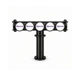 Harry Mason Brewhouse 5-way T-bar beer font in black, through-the-bar mounting, with Masons badges, shown without taps