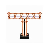 Harry Mason Brewhouse 5-way T-bar beer font in copper, clamp-on mounting, with Masons badges, shown without taps