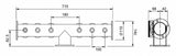 Harry Mason Brewhouse 6-way Lowrider T-bar dimension drawing, through-the-bar mounting