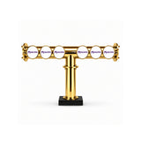 Harry Mason Brewhouse 6-way T-bar in brilliant gold, clamp-on mounting with black base, Masons badge logos, shown without taps