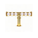 Harry Mason Brewhouse 6-way T-bar in brilliant gold, through-the-bar mounting, Masons badge logos, shown without taps