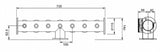 Harry Mason Brewhouse 7-way Lowrider T-bar dimension drawing, through-the-bar mounting
