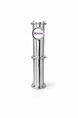 Harry Mason Brewhouse Alpha single beer font in Chrome, through the bar mounting, with Masons badge