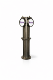 Harry Mason Brewhouse Beta twin beer font in Antique Brass, through-the-bar mounting, with Masons badges