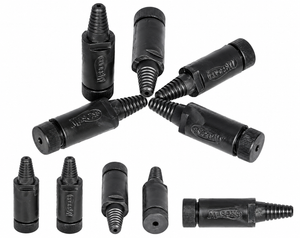 Harry Mason black cask breather autovents shown from several angles, product fittings and ribbed hose tails