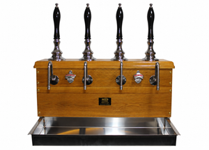 Four-pull cabinet beer engine on a white background