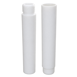 White plastic tap extension with threaded and socket ends