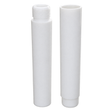 White plastic tap extension with threaded and socket ends