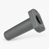 Grey three-eighth-inch tube plug with tapered stem and removal hole