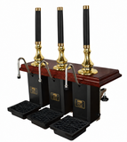 Three-Pull Aston – brass and mahogany with straight black handles