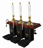 Three-Pull Aston Beer Engine – brass and mahogany with white ceramic handles