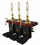 Three-Pull Shakespeare Cylinderless Beer Engine – brass and mahogany with white crackled truncheon handles