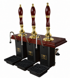 Three-Pull Shakespeare Cylinderless Beer Engine – brass and mahogany with wooden truncheon handles (approved)