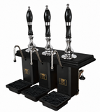 Three-Pull Shakespeare Cylinderless Beer Engine – chrome and black with black wood grain wooden truncheon handles