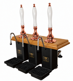Three-Pull Shakespeare Cylinderless Beer Engine – copper and oak with white shaped handles