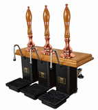Three-Pull Aston Beer Engine – copper and oak with oak wooden truncheon handles
