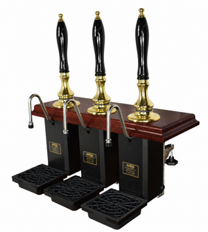 Three-Pull Shakespeare Cylinderless Beer Engine – brass and mahogany with black handles
