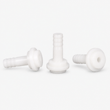 Three-quarter-inch to three-eighth-inch plain plastic hose tail shown from three angles